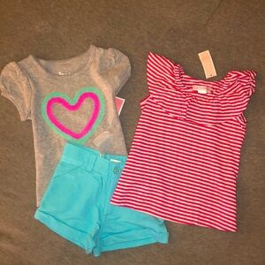 NWT Girls Old Navy Size 2T Summer Outfit Shorts Tank Tee Set